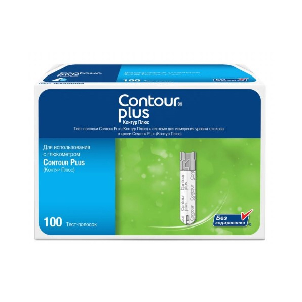 Тест-полоски Контур Плюс 100 штук (Contour Plus)